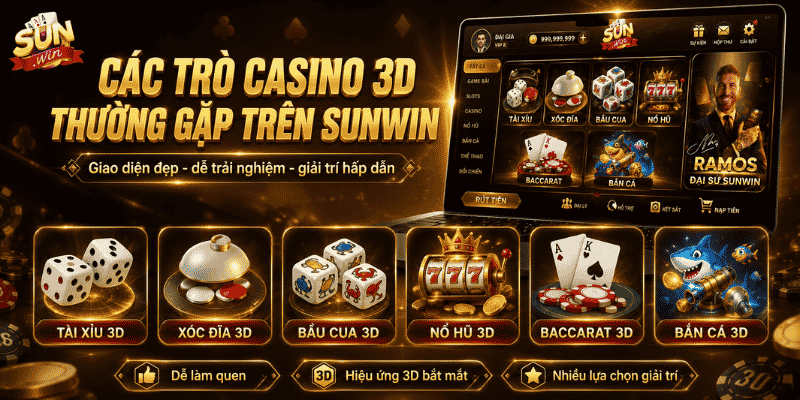 Các trò casino 3D thường gặp trên Sunwin