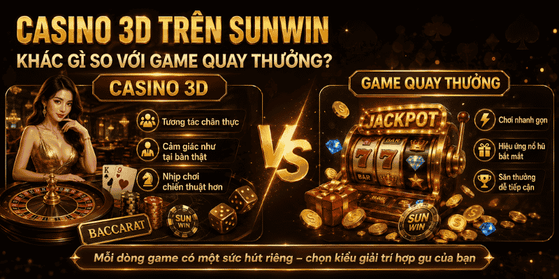 Casino 3D trên Sunwin có gì khác so với game quay thưởng?