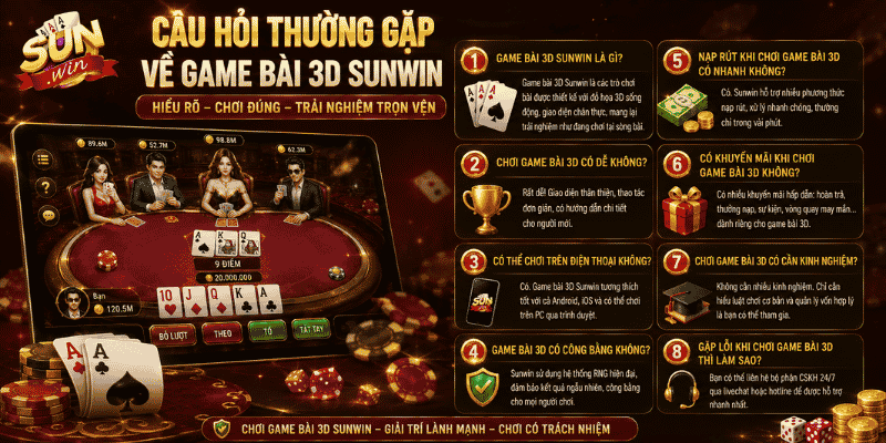 Câu hỏi thường gặp về game bài 3D Sunwin