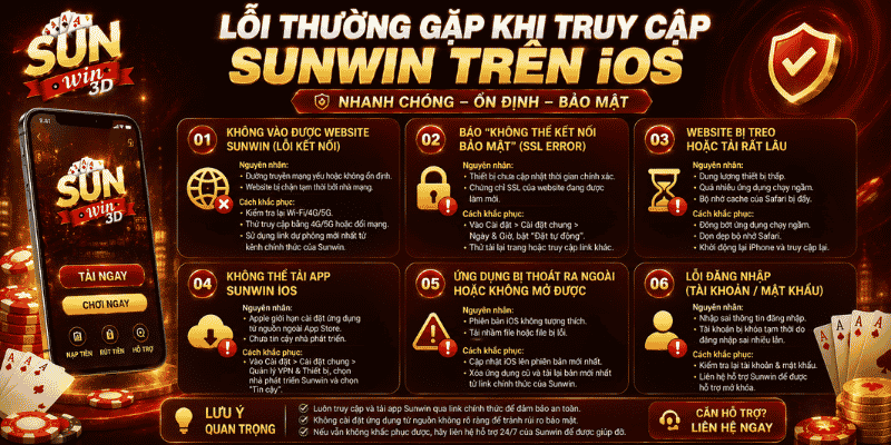 Lỗi thường gặp khi truy cập Sunwin trên iOS