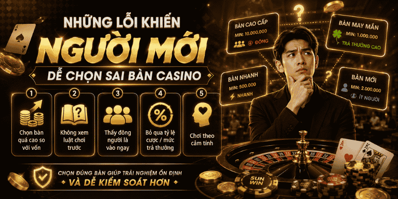 Những lỗi khiến người mới dễ chọn sai bàn casino