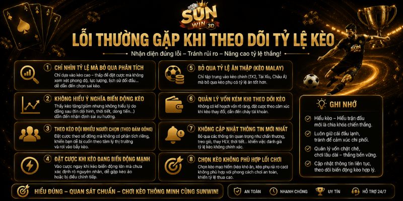 Lỗi thường gặp khi theo dõi tỷ lệ kèo